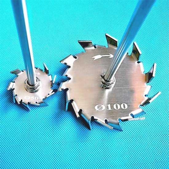 Dispersieschijf met Stang - Roerschijf Laboratorium - Mengen van Stoffen - Roestvrij Staal 304 - 15cm Schijf - Zilver — afbeelding 2