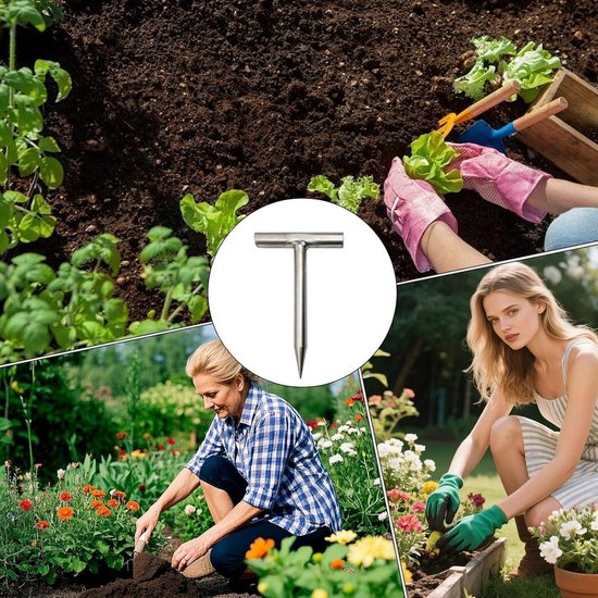 Tuinprikker Roestvrij Staal - Bloembollenplanter Gat Prikker - Gaten Maken Tuin - Comfortabele Grip van Merkloos	 — afbeelding 2