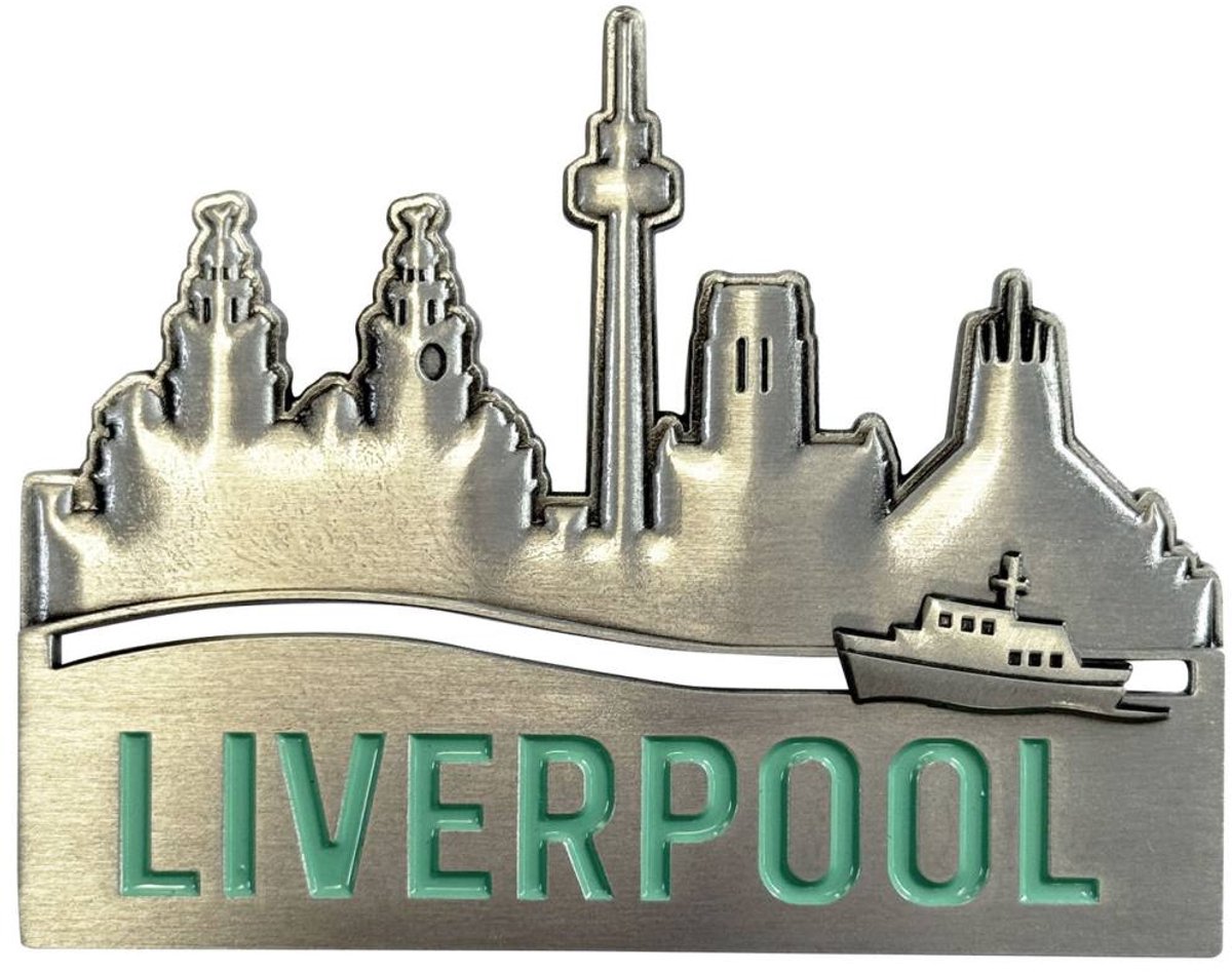 The Beatles - City Of Liverpool Skyline Koelkastmagneet - Grijs/Groen