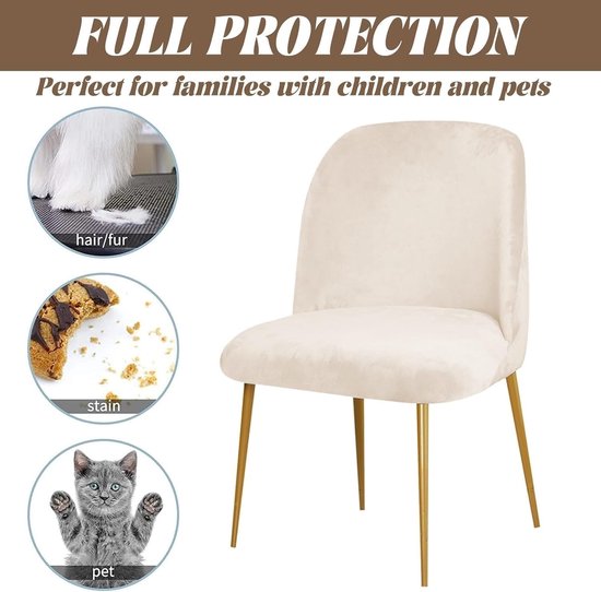 Stoelhoezen Set - Eetkamer stoel - Stoelen Vernieuwen - Luxe Zachte Stof - 6 Stuks - Bruin — afbeelding 4
