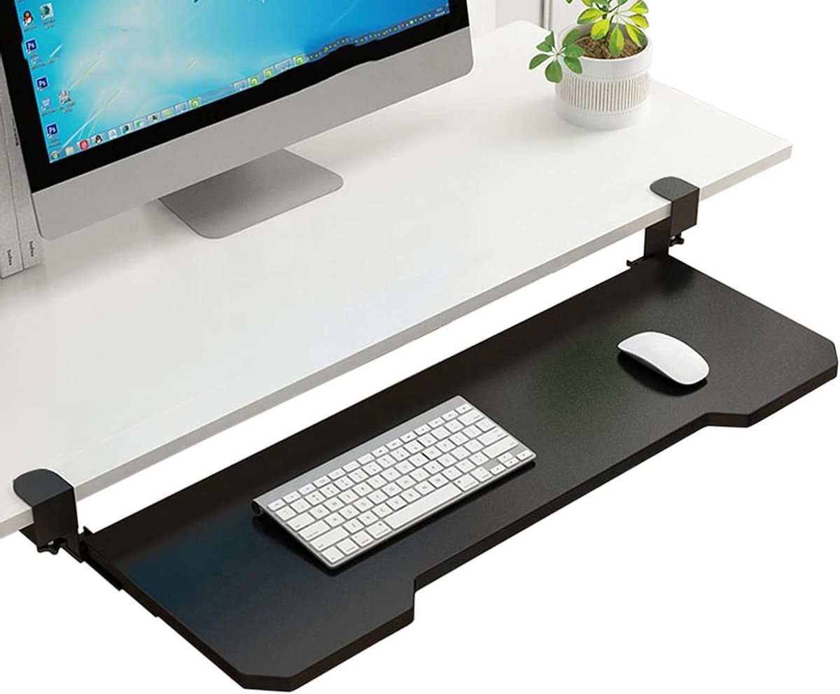 Toetsenbordlade Onder Bureau - Uitschuifbare Lade - Werkplek Organiseren - Montage Zonder Boren - 65 cm - Zwart