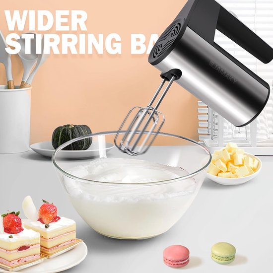 Elektrische handmixer - Keukenmixer klopper - Cakes koekjes maken - 5 snelheden turboboost - 500W vermogen - Zilver — afbeelding 3