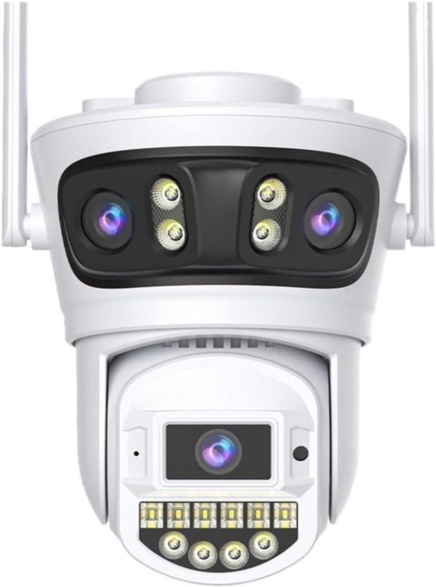 Beveiligingscamera - Wifi Camera - Buiten Bewaken - Drie Lenzen Drie Schermen - 128GB Opslag - Wit