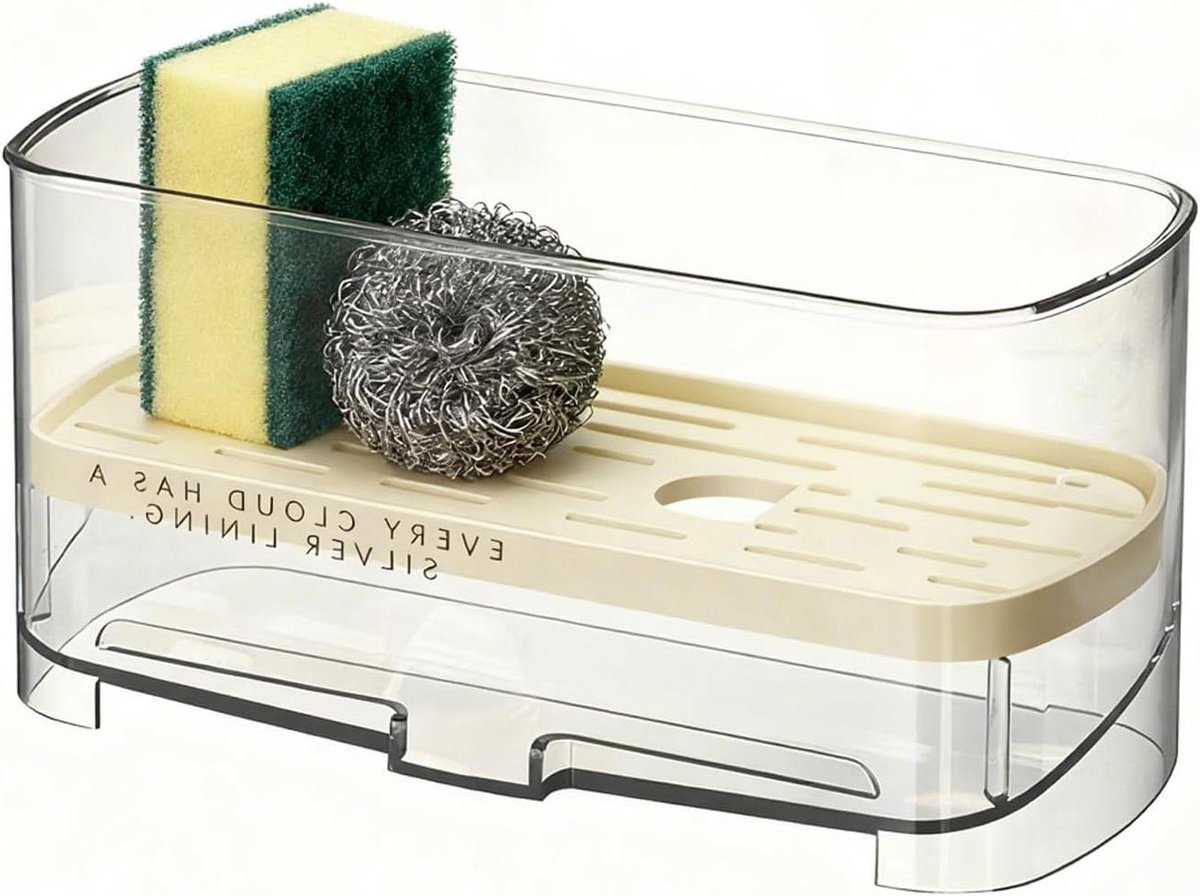 Spons Houder - Afdruiprek Keuken - Keuken Organiseren - Zelfdrogend Ontwerp - 8.5 x 8.5 cm - Wit