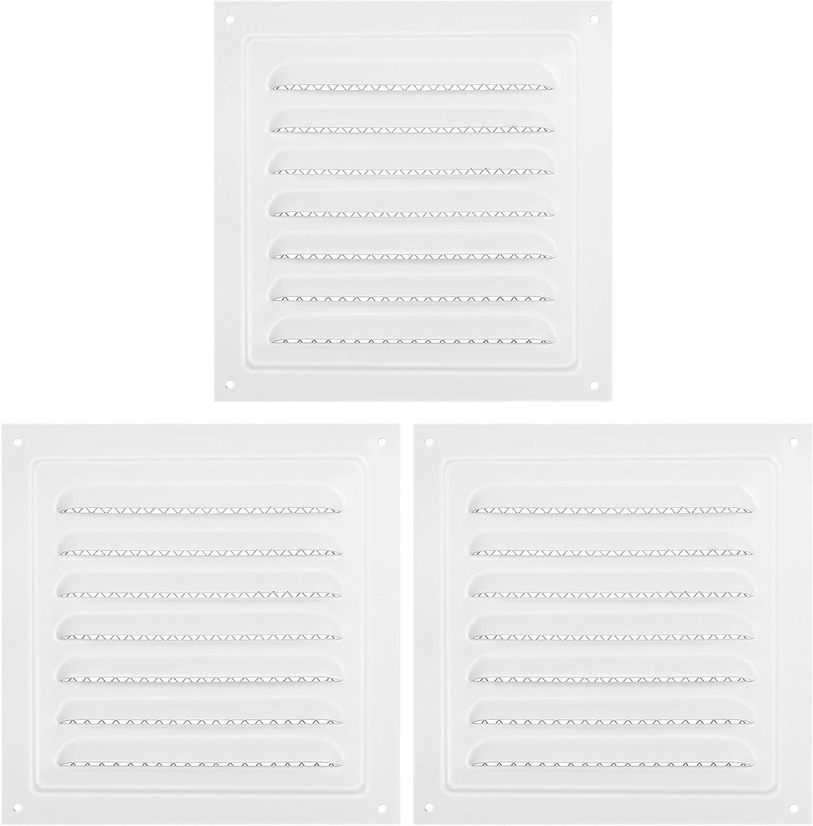 Ventilatieroosters 3 stuks - Wandafwerking lamellen - Luchtstroom regelen - Roestvrij staal - 15x15 cm - Wit