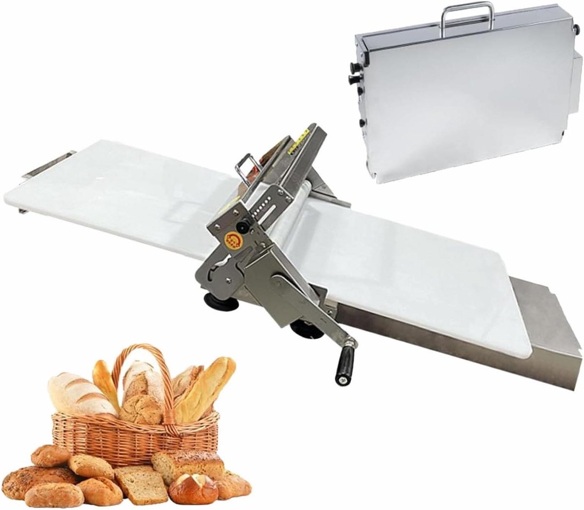 Deegroller Machine - Deeg Sheeter - Bakkerij Gebruik - Verstelbare Dikte - 0-27mm - Zilver