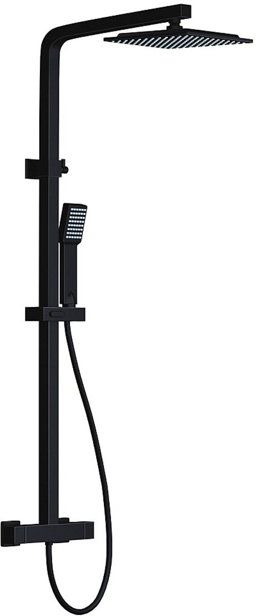 Vente-unique Douchekolom PENEDA van mat zwart roestvrij staal - 125 cm