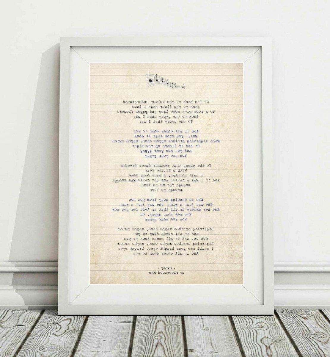 Song Lyric Art Poster - Muziek Poster Print - Muurdecoratie - Klassiek Notitieboek Stijl - A3 A4 - Wit