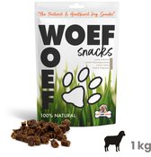 Woef Woef Snacks Hondensnacks Lams Trainers 1.00 KG - Trainingssnacks Hondensnoepjes - Gedroogd vlees - Lam - Alle honden en alle leeftijden vanaf 2 maanden - Geen toevoegingen