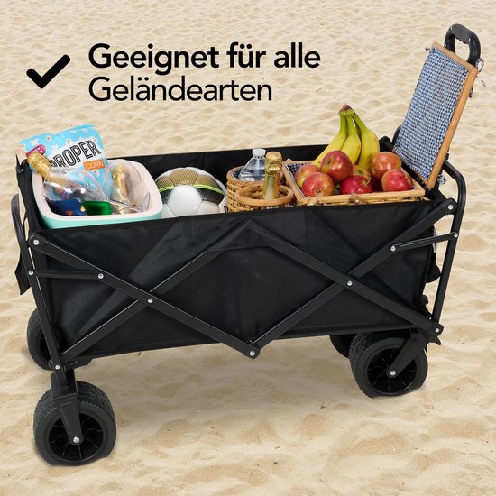 Handige Transportkar - Opvouwbare Kruiwagen - Buitenactiviteiten Ondersteunen - 180 kg Draagvermogen - 95 x 57 x 96 CM - Zwart — afbeelding 5