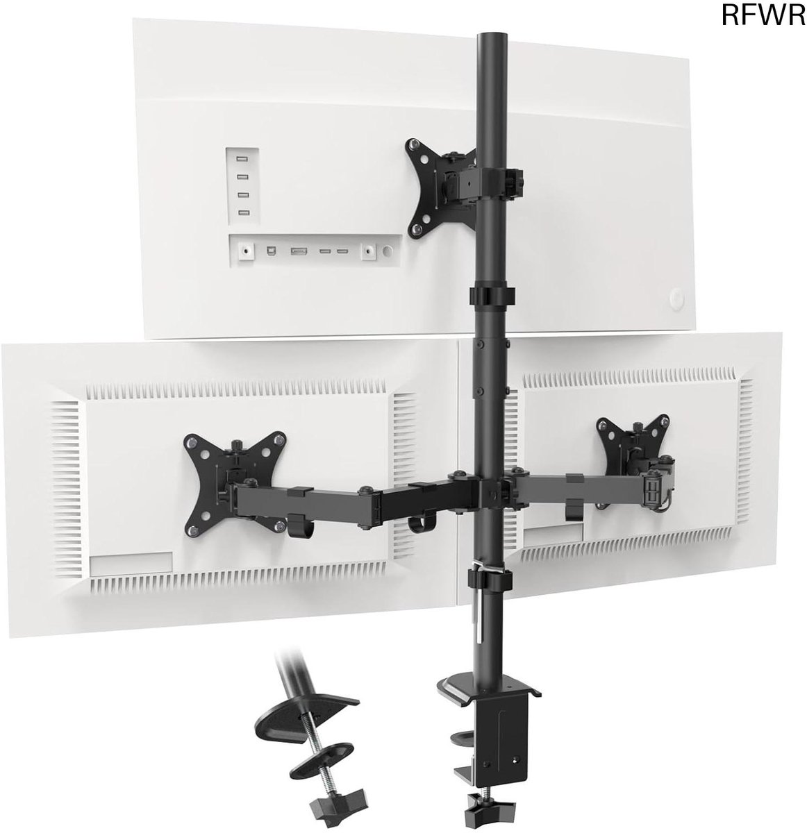 Monitor Arm - Bureauhouder - Werkplek Optimalisatie - Verstelbaar - 3 Schermen - Zwart