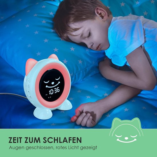 Children's Alarm Clock, Children's Sleep Trainer, Children's Alarm Clock, Digital Light Alarm Clock with 11 Colours Night Light | Timer | Snooze Function | Gift for Girls and Boys, Cat Alarm Clock — afbeelding 4