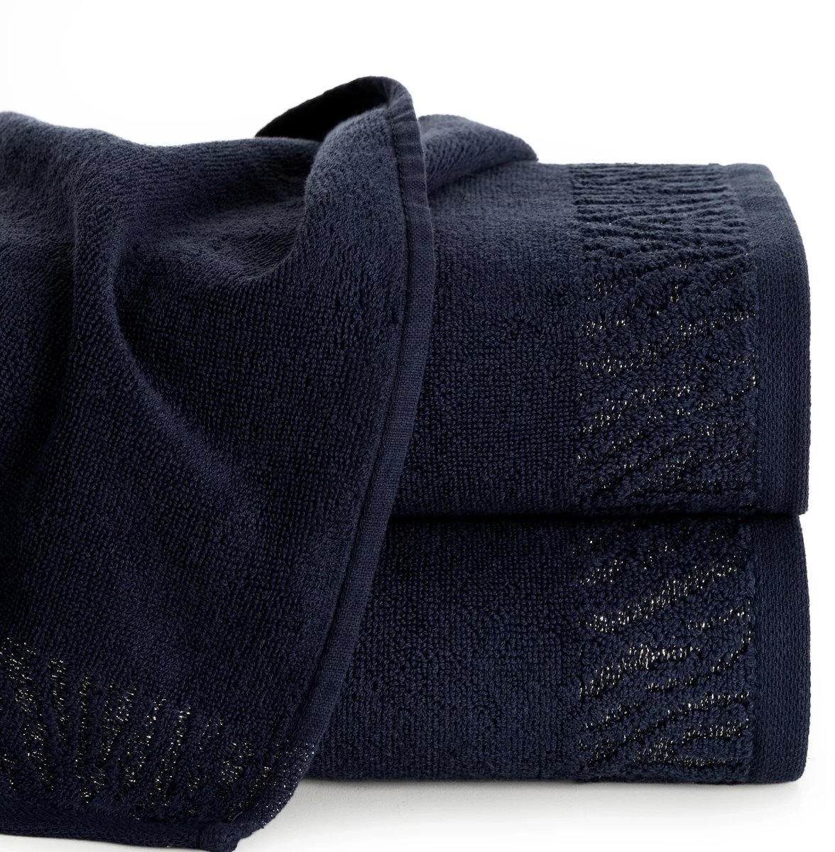 Luxe Katoenen Handdoek Margo 50x90cm - Navy Blauw met Borduursel