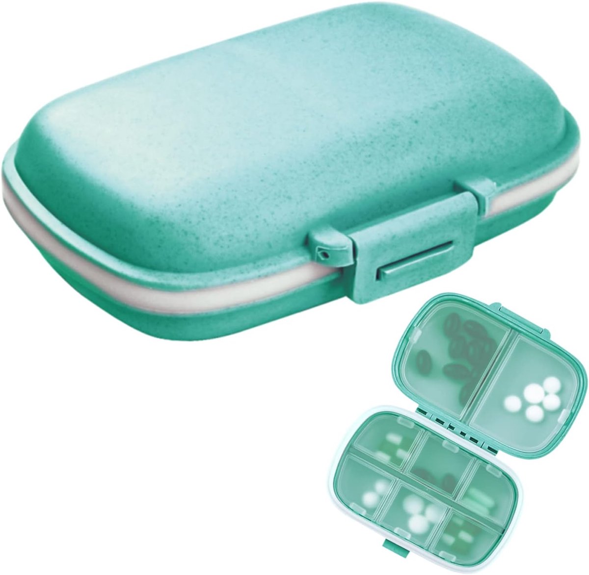 Tablettenbox Set - Draagbare Medicijnorganizer - 1 Stuk - 8 Vakken Design - Voor Reizen en Dagelijks Gebruik - Blauw