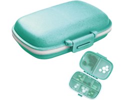 Tablettenbox Set - Draagbare Medicijnorganizer - 1 Stuk - 8 Vakken Design - Voor Reizen en Dagelijks Gebruik - Blauw