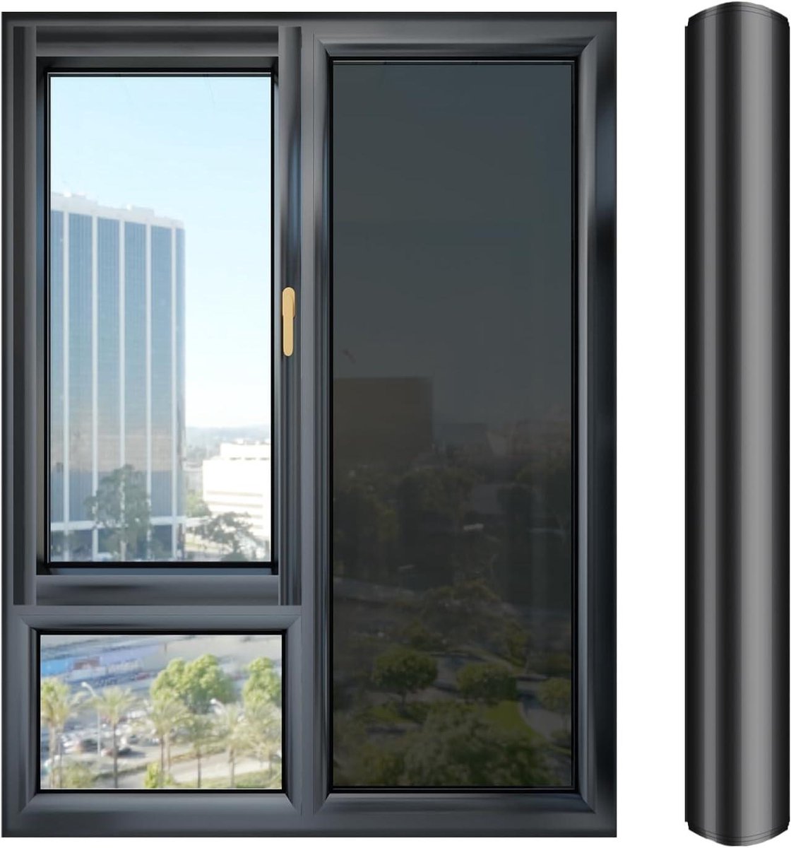 Raamfolie Privacy - Spiegel tint - Privacy thuis - Warmte blokkerend - 40x100cm - Zwart
