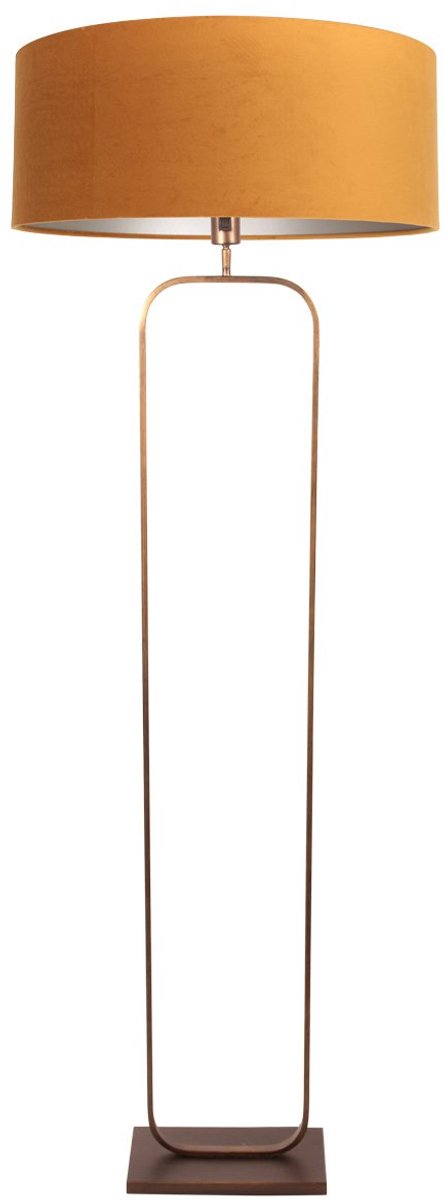 Vloerlamp Stang 4828BR - brons armatuur met gouden velours kap, 147 cm hoog, kantelbaar, geschikt voor LED - Steinhauer