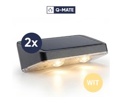 Q-Mate 2 x Solar Wandlamp Buiten - 3 lichtstanden (Warm/Wit/Koud) - Solar Tuinverlichting - Buitenlamp - Tuinverlichting op Zonne-Energie - Balkon verlichting