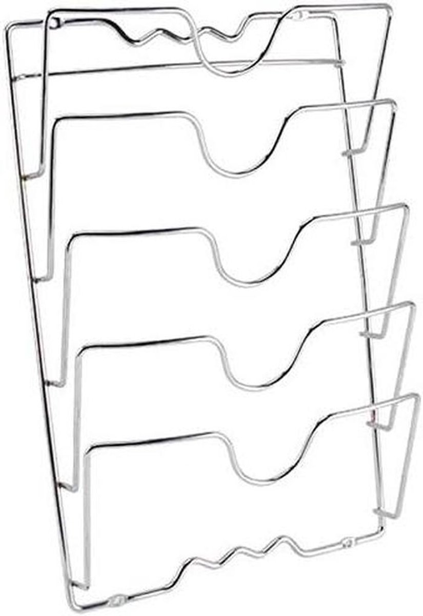 Deksel Opslag Rack - Pot Organizer - Keuken Ordenen - 5 Laags Ontwerp - 43 cm Breed - Chroom