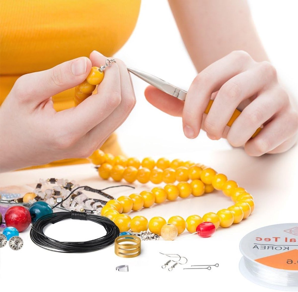 Dailygoods- Sieradenmaakset - Sieradenreparatieset - Gereedschapset - Inclusief messing ring - Pincet - Tang - Perfect voor beginners - Sieradenkit — cadeau in Sieraden - foto 7