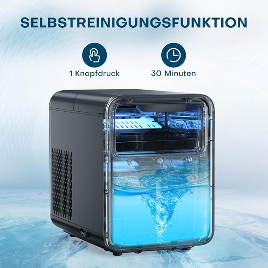 IJsblokjesmachine - IJsmaker - Dranken Koelen - Zelfreinigend - 12 kg per dag - Zwart — afbeelding 3