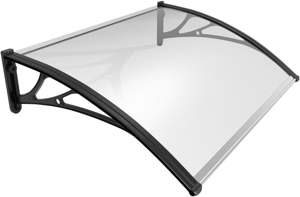 Deur Luifel - Overkapping Entree - Bescherming Buiten - Versterkt Polycarbonaat - 120 x 80 cm - Transparant Zwart
