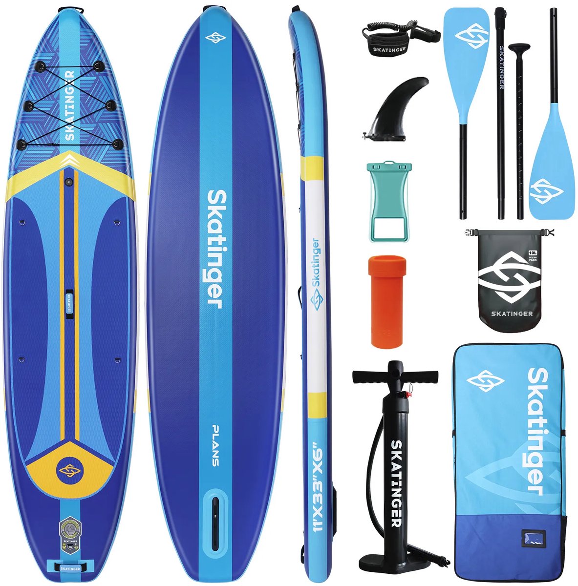 Skatinger PLANS blue Opblaasbaar Allround SUP Board – Compleet Pakket