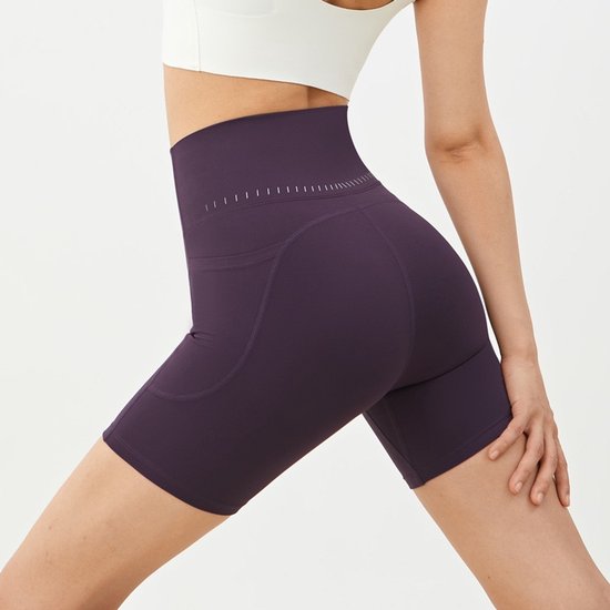 Damesshorts/leggings, vijfdelige broek met binnenzak, hoge taille, yogashorts voor de sportschool, hardloopbroek met zakken. — afbeelding 2