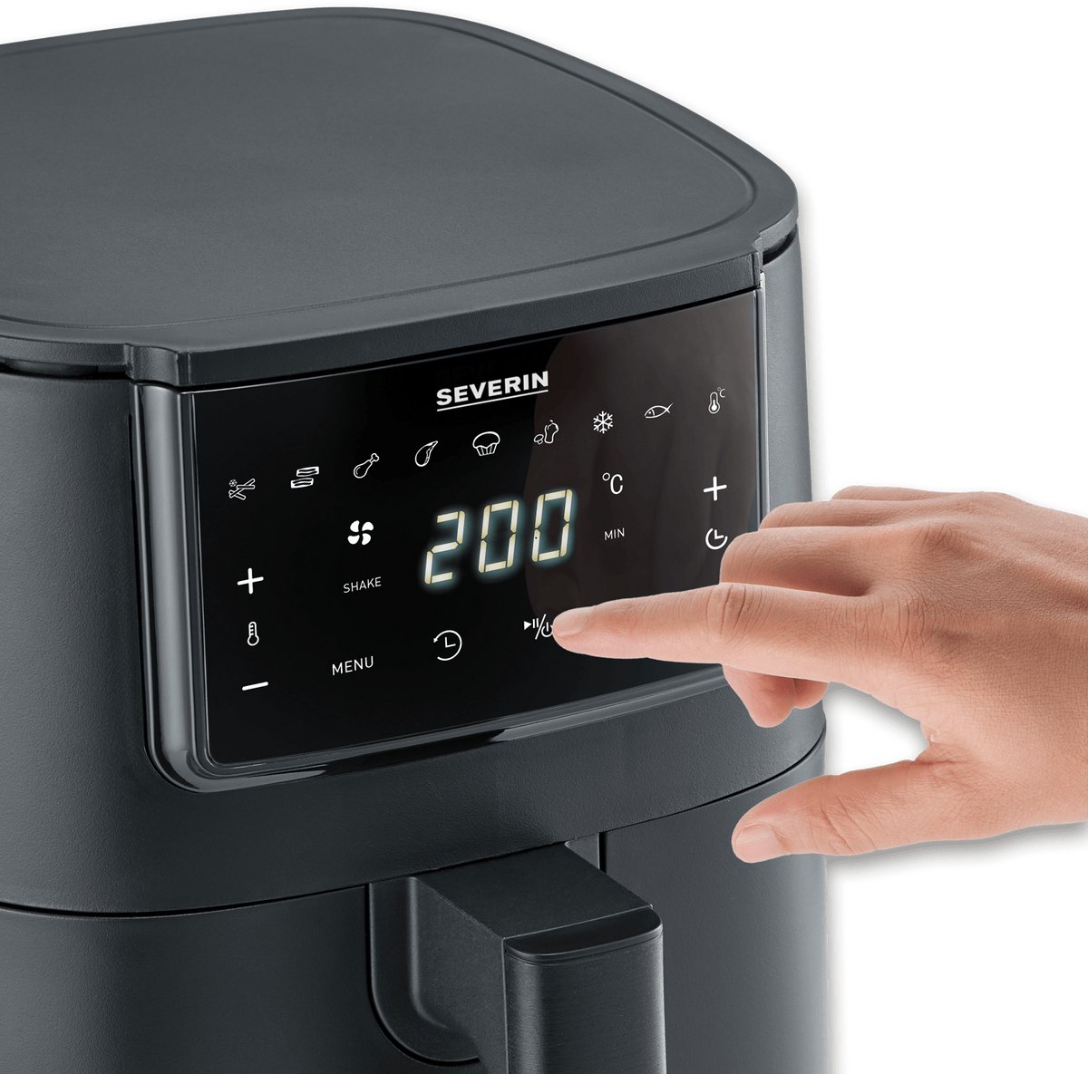 Severin FR 2461 - Airfryer - Hetelucht friteuse - Touchscreen - 4 Liter - 70 tot 200 Graden - 1300 Watt - Zwart