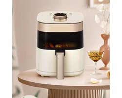Airfryer Transparant - Kleine Frituurpan - Gezond Koken - Visueel Bakken - 21.5 cm - Beige