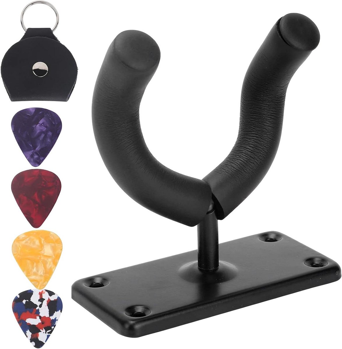 Gitaar Wandhanger - Muziekinstrument Beugel - Instrument Tonen - Met Spons Bescherming - 9.5 x 4.5 x 10.7 cm - Zwart