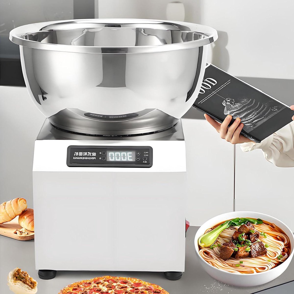 Deegmixer Keukenmachine - Bakmachine - Professioneel Bakken - Grote Capaciteit - 3 kg - Zilver
