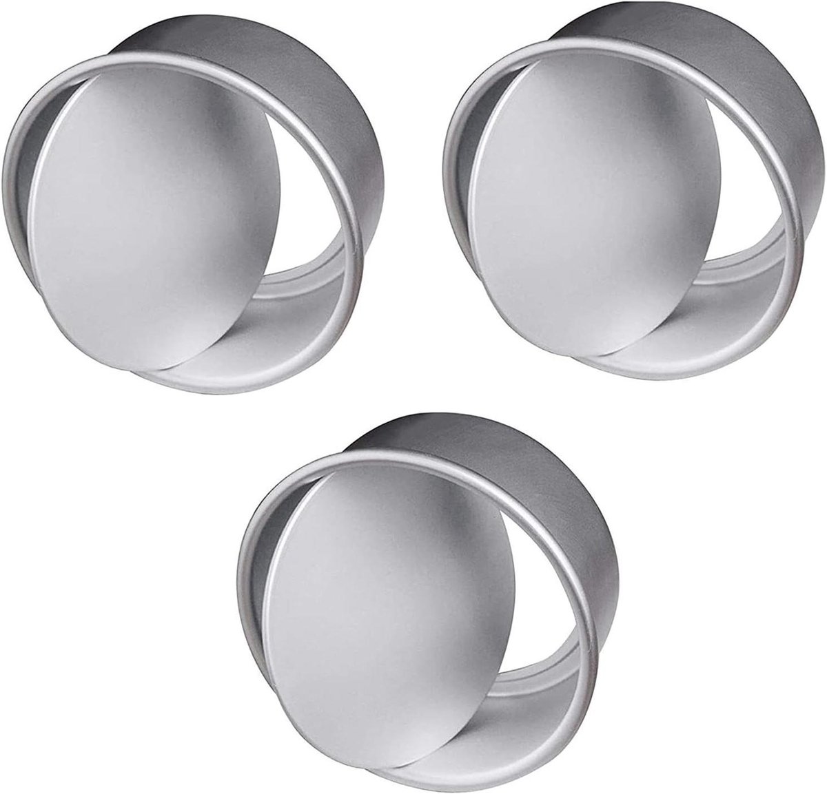 Ronde Cakeblik Set - Bakvormen Losse Bodem - Taarten Bakken - Roestvrij Staal - 3 stuks - Zilver