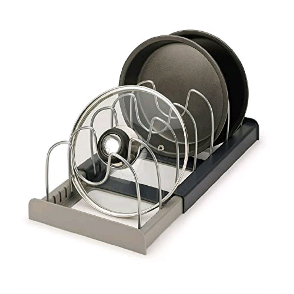 Uitbreidbare Organizer voor keukengerei, tot 6 vakken, van kunststof, grijs, One Size