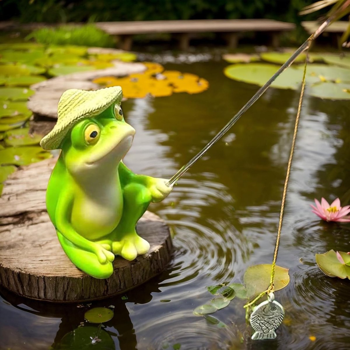 JeiibrZui Garten Angler Figur - 8x4,5x4 Cm - 1 Stuks - Handbeschilderd - Kunstharz Beeld Voor Vijver En Terras