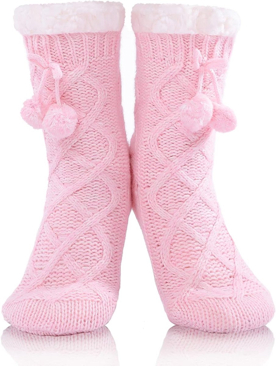 Zachte Pluche Sokken voor Vrouwen met Antislip Noppen, Warme Winter Sokken en Kerstcadeaus, Comfortabele Huissokken Maat 35-42