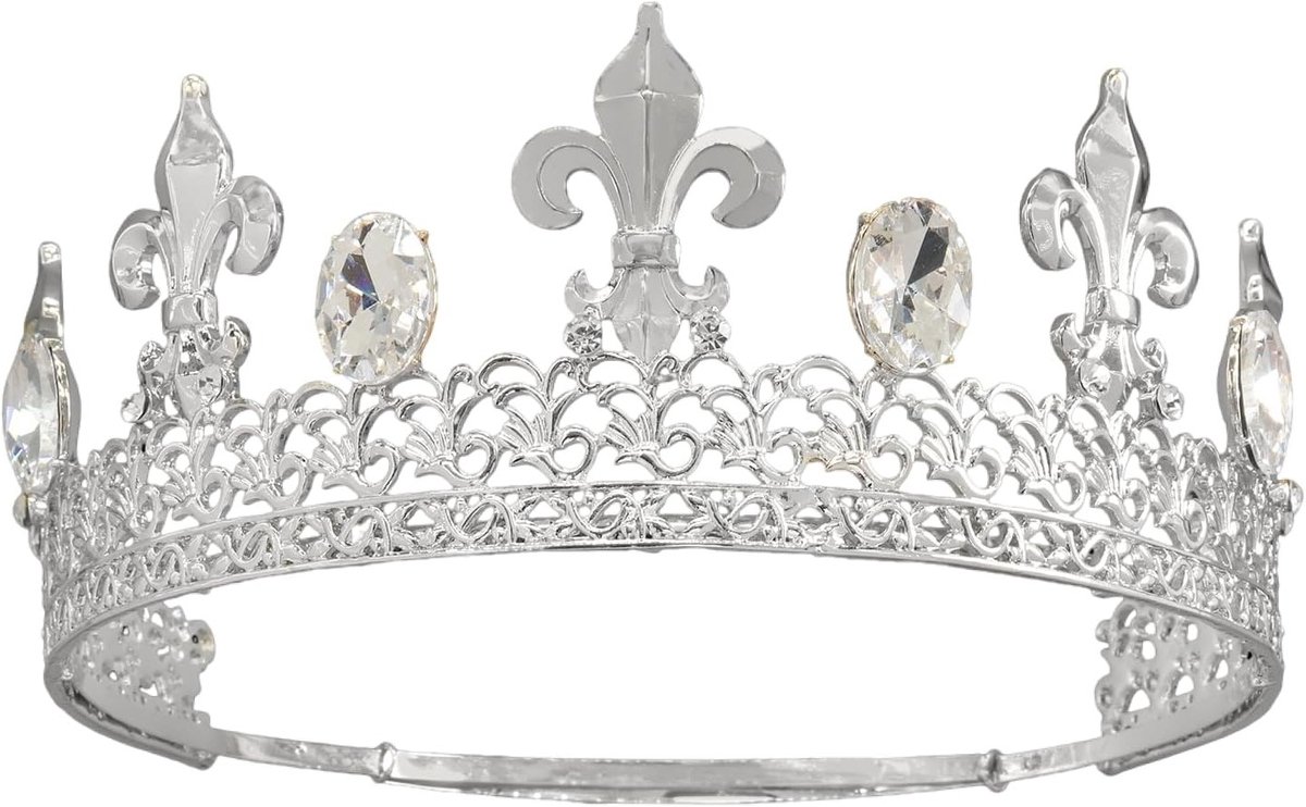 Retro metalen ronde kroon ornament voor koning cosplay, bruiloft, prom, verjaardag en kostuumfeest accessoires