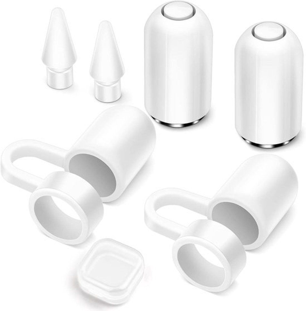 Magnetische Potloodkap en Kaphouder - Reserve tips voor Apple Pencil 1e Generatie - Wit