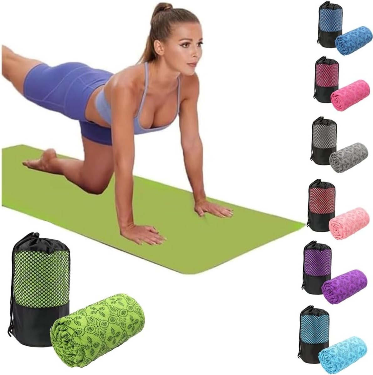 Absorberende Yogamatdoek voor Zweten, Antislip en Sneldrogend, Ideaal voor Bikram, Pilates en Fitness met Draagtas
