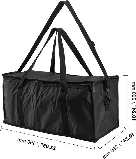 Bezorgtas met ritssluiting 2 stuks 40 l 56 x 26 x 26 cm - Grote bezorgtas voor warm of koud eten - Koeltassen voor picknicks - Zwart - Pizza Levering - 01 van Coolado — afbeelding 3