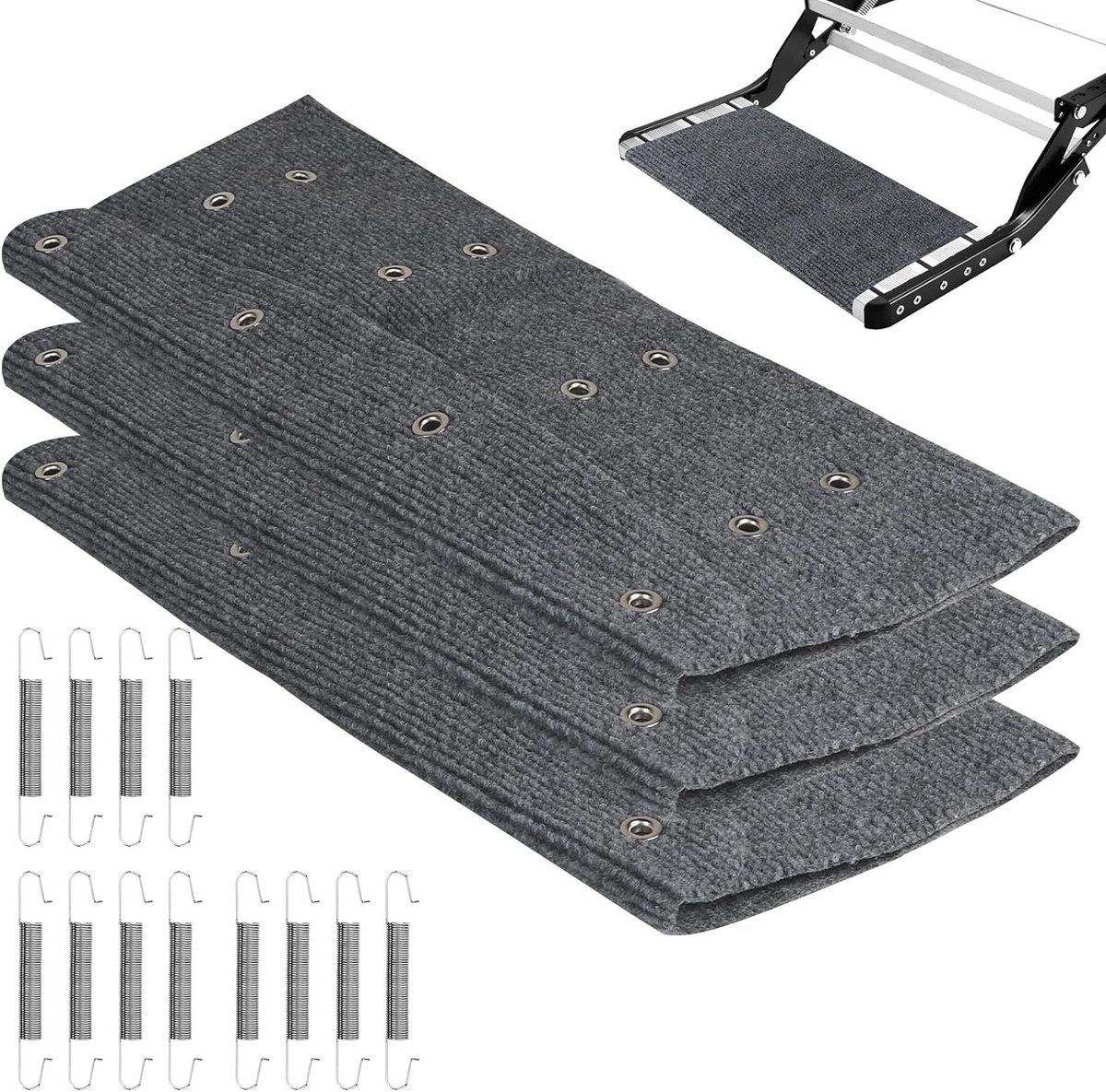 Set van 3 Antislip RV Trapmatten voor Campers en Caravan, Ideaal voor Veiligheid en Comfort (Grijs)