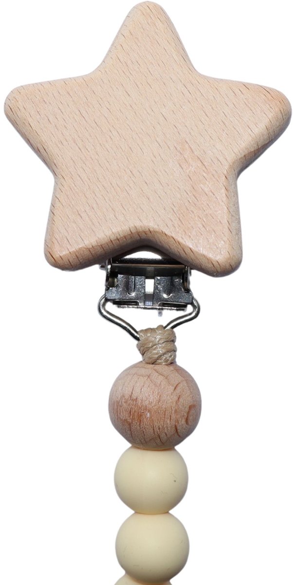 Zibbi Little Star Speenkoord Soft Beige - Luxe Siliconen Speenclip - BPA Vrij van Zibbi — afbeelding 3