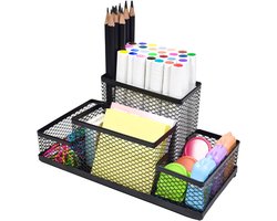 Multifunctionele Mesh Bureau Organizer met 4 Compartimenten voor Pennen, Potloden en Kantoorbenodigdheden, Ideaal voor Thuis en School