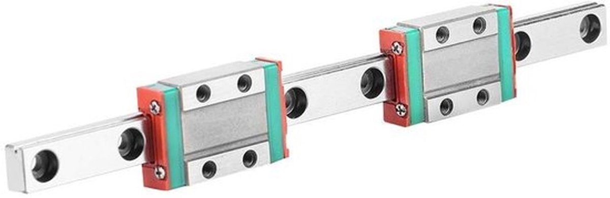 150mm geleiderail 9mm breedte met 2 railblokken - lager staal - sferische loopwagens