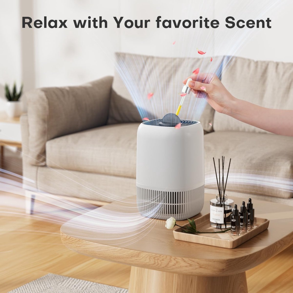 Luchtreiniger met HEPA Filter – Compacte Air Purifier – Stil & Energiezuinig – Voor Schone Lucht in Slaapkamer, Woonkamer & Kantoor — afbeelding 3