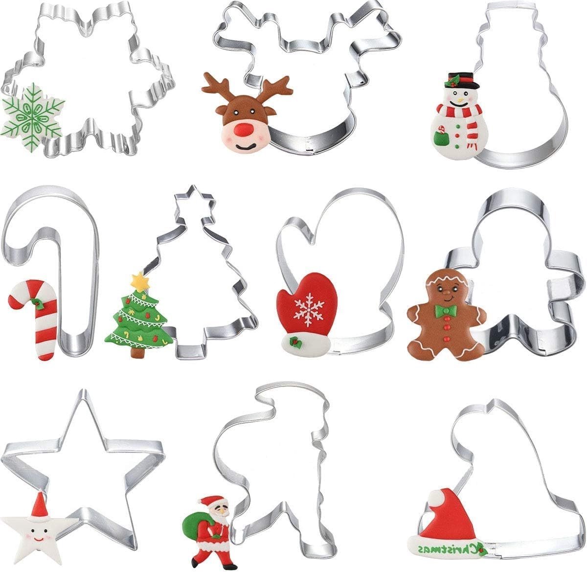 Set van 10 Kerstkoekjes uitstekers voor het decoreren van taarten, bakken en keukenaccessoires