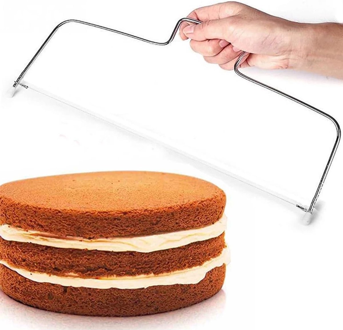 Verstelbare RVS Taartsnijder met Functionele Snijdraad voor Thuisgebruik en Bakkerij, Perfect voor Taarten en Gebak
