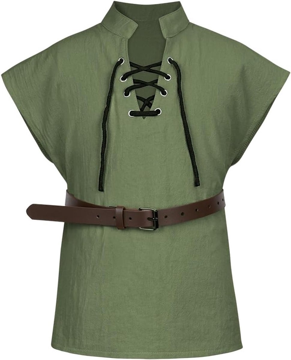 Piraten T-shirt zonder mouwen voor jongens, middeleeuwse kostuum top met V-hals, ideaal voor Halloween en carnaval, perfect voor cosplay en verkleedpartijen