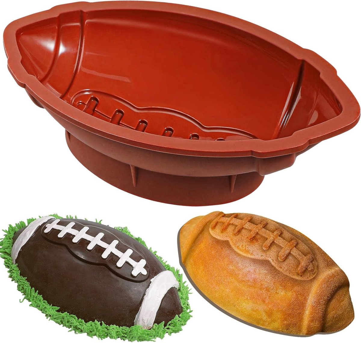 Rugby Ball Cake Vorm 11 Inch - Siliconen Bakvorm voor Taarten, Nonstick en Herbruikbaar
