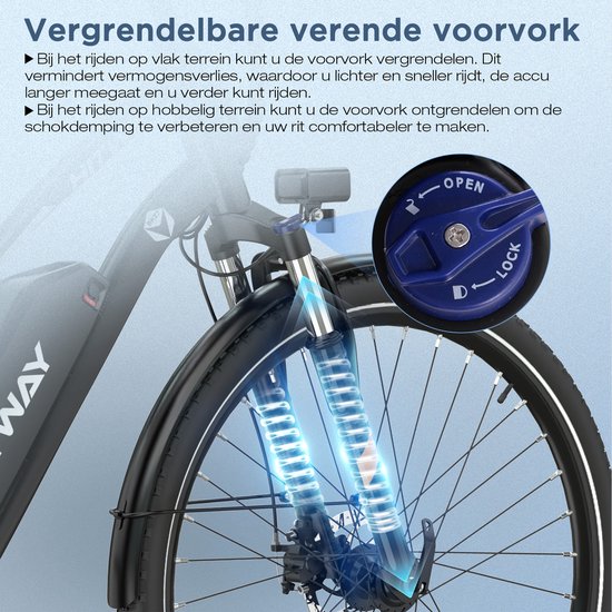 Hitway Elektrische Fiets BK5S - 16 Inch City Commuter EBike met Afneembare 36V 10.4Ah Lithium Batterij - Opvouwbaar E-Bike met 250W Motor - IP54 Waterproof van Hitway — afbeelding 4